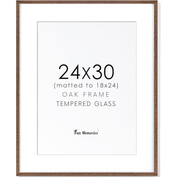 24x30 Oak Wood Picture Frame, 24"x30" Poster Frame for Wall, 24 by 30 Frame - Picture 1 of 6